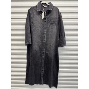 Merrachi Denim Shirt Dress Washed Black Small
